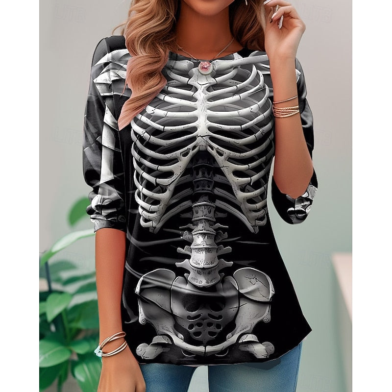 Selma | Skeleton Halloween Long Sleeve Top