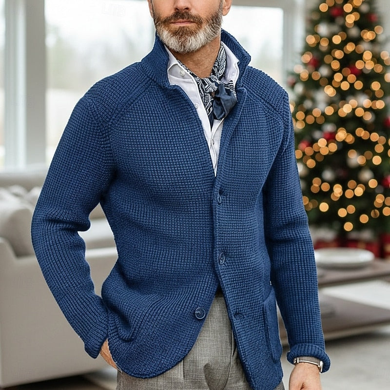 Oscar | Textured Stand-Collar Cardigan