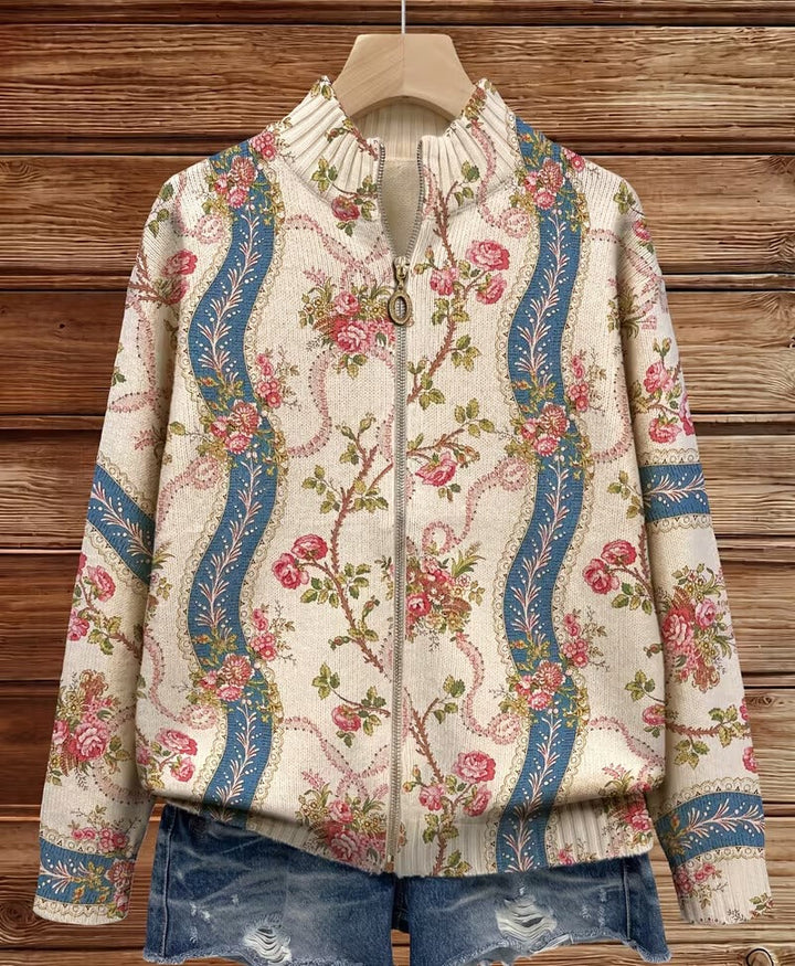 Henrietta | Vintage Floral Zip Cardigan