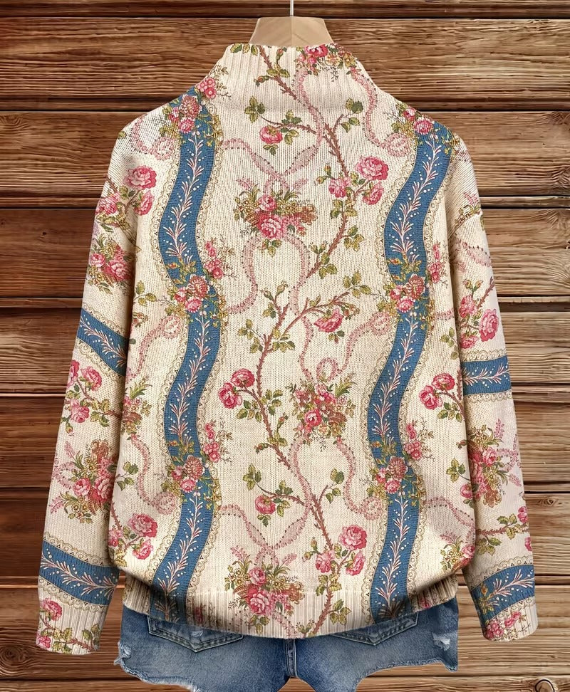 Henrietta | Vintage Floral Zip Cardigan