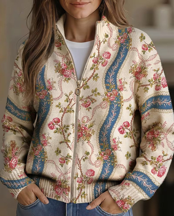 Henrietta | Vintage Floral Zip Cardigan