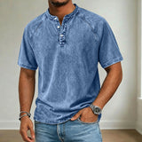 Wayne | Men's Acid Wash Henley T-Shirt