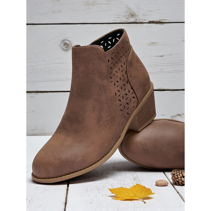 Marcella | Cutout Block-Heel Ankle Boots