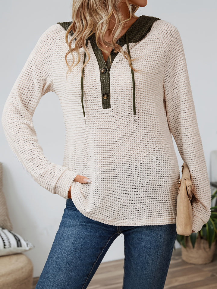 Della | Cozy Waffle-Knit Hoodie