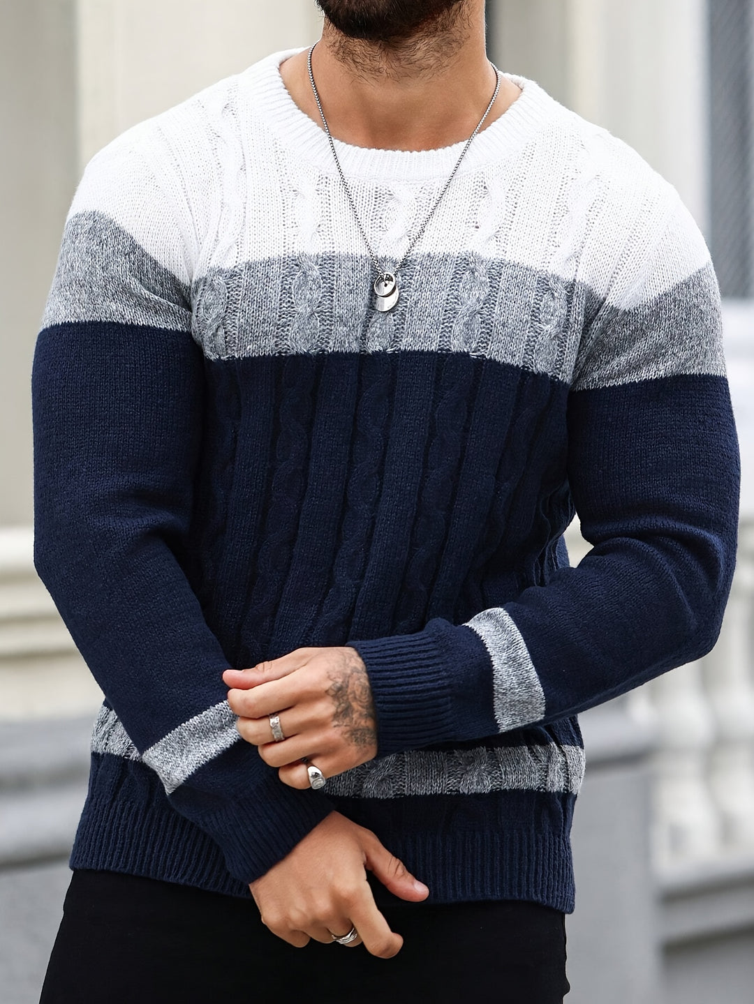 Landon | Textured Colourblock Pullover
