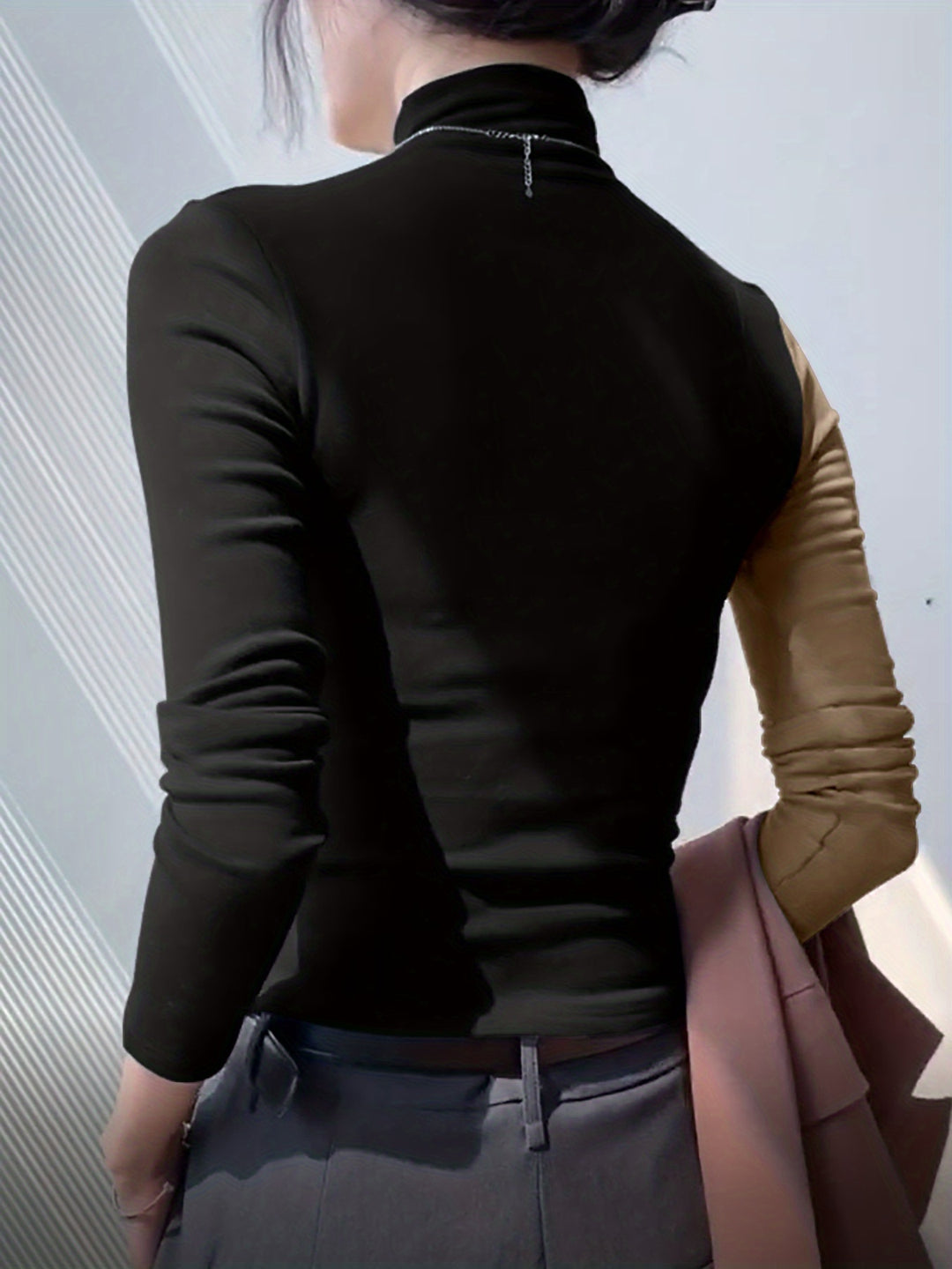 Vivian | Color Block Mock Neck Top