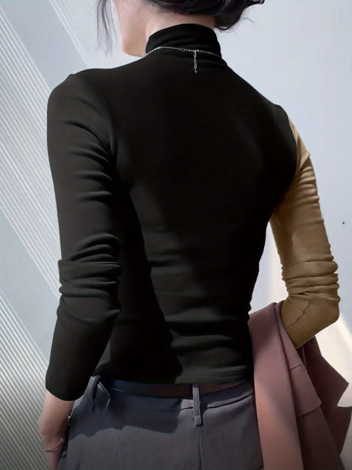 Vivian | Color Block Mock Neck Top