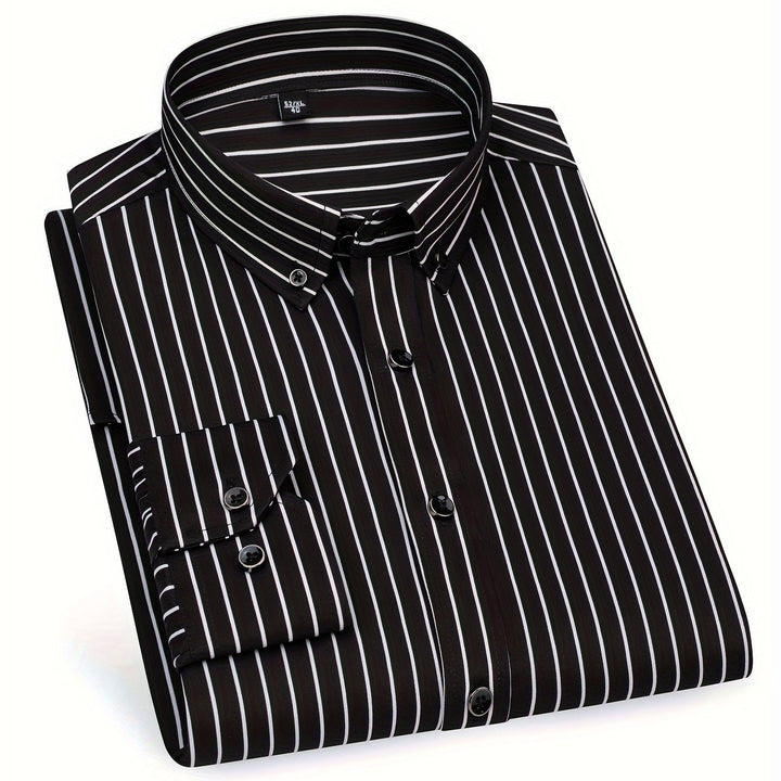 Stroud | Men's Slim Fit Bold Stripe Long Sleeve Dress Shirt