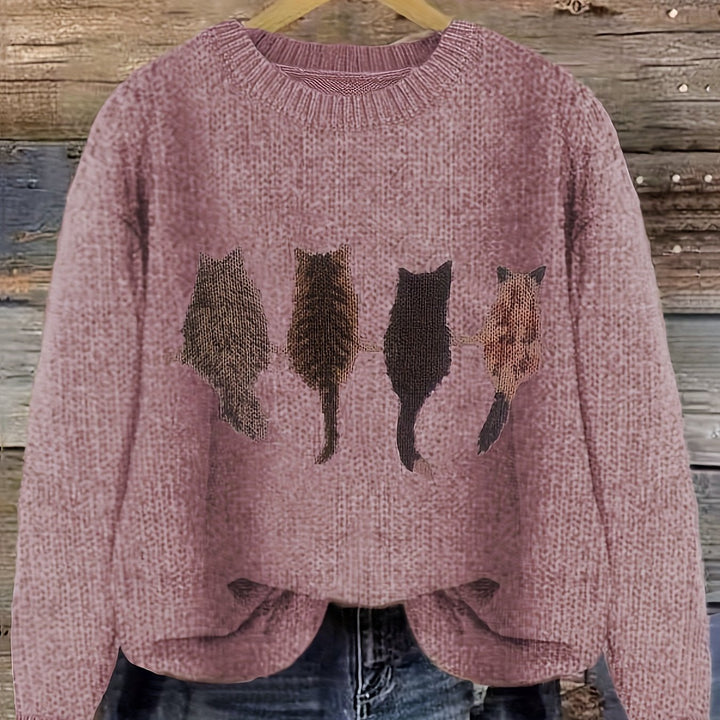 Lydia | Cozy Cat-Print Sweater