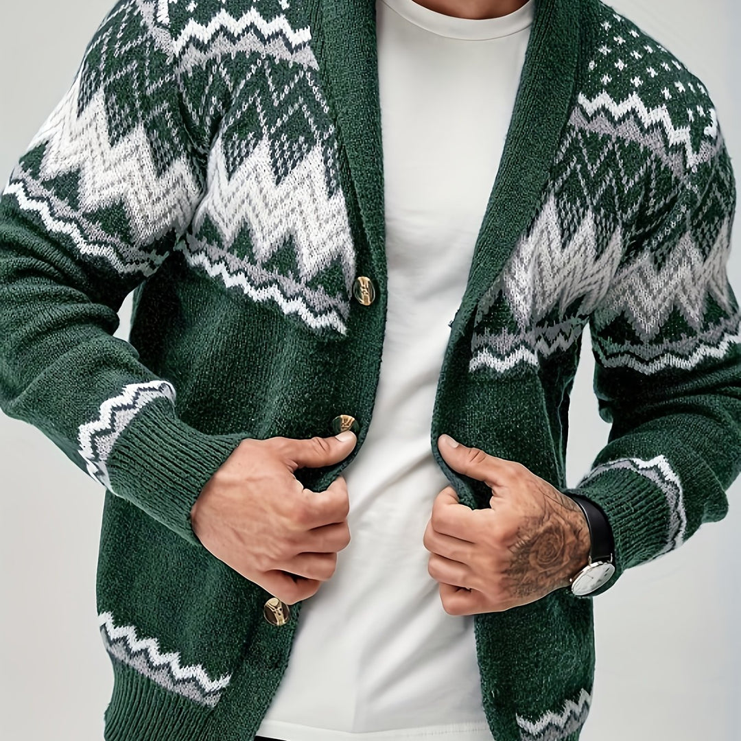 Silas | Nordic-Pattern Shawl Cardigan
