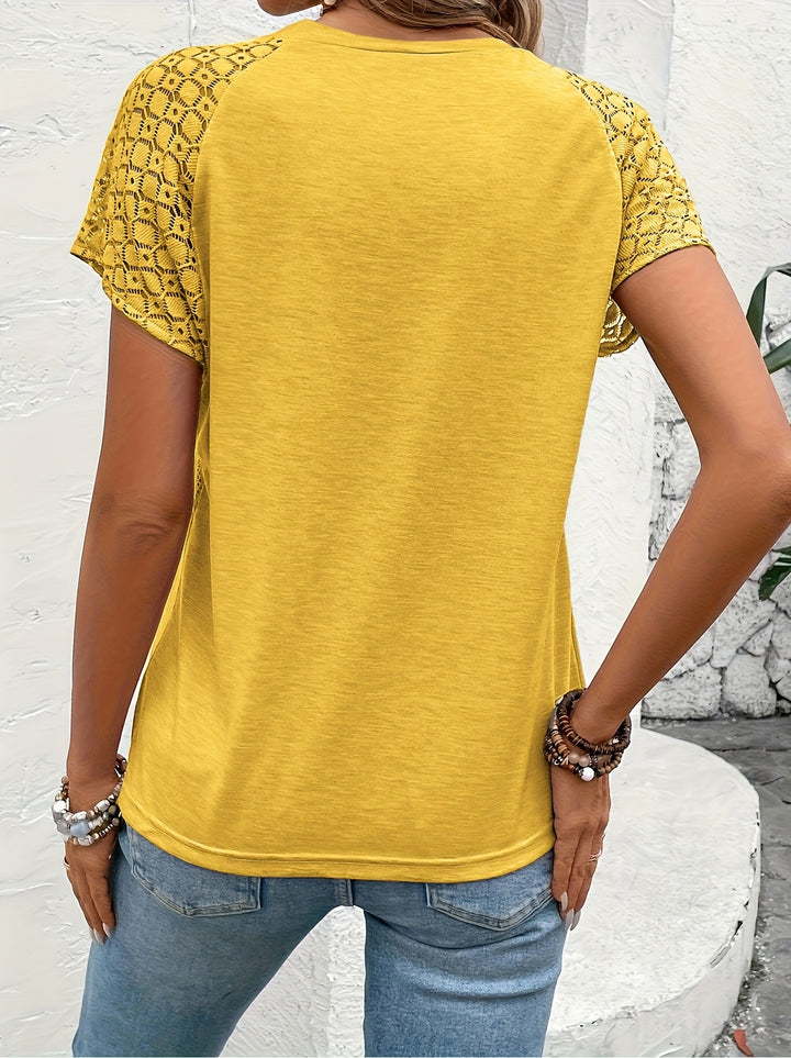 Marlena | Lace-Sleeve Round Neck Top