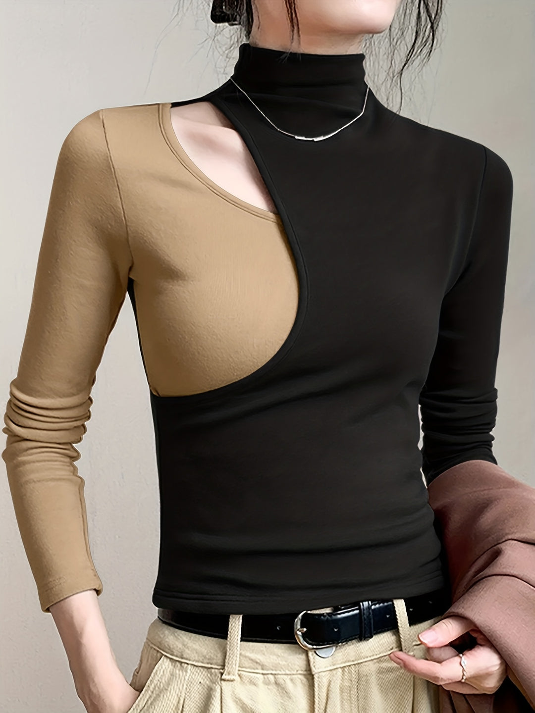 Vivian | Color Block Mock Neck Top