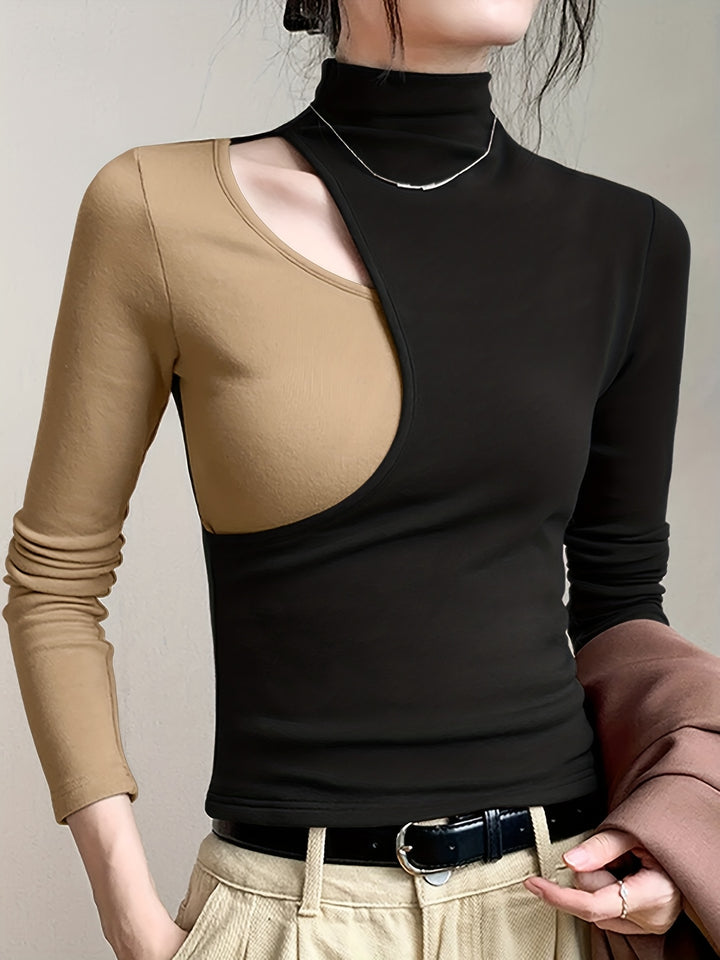 Vivian | Color Block Mock Neck Top