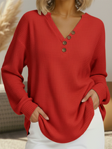 Romy | Relaxed Button-Neck Top