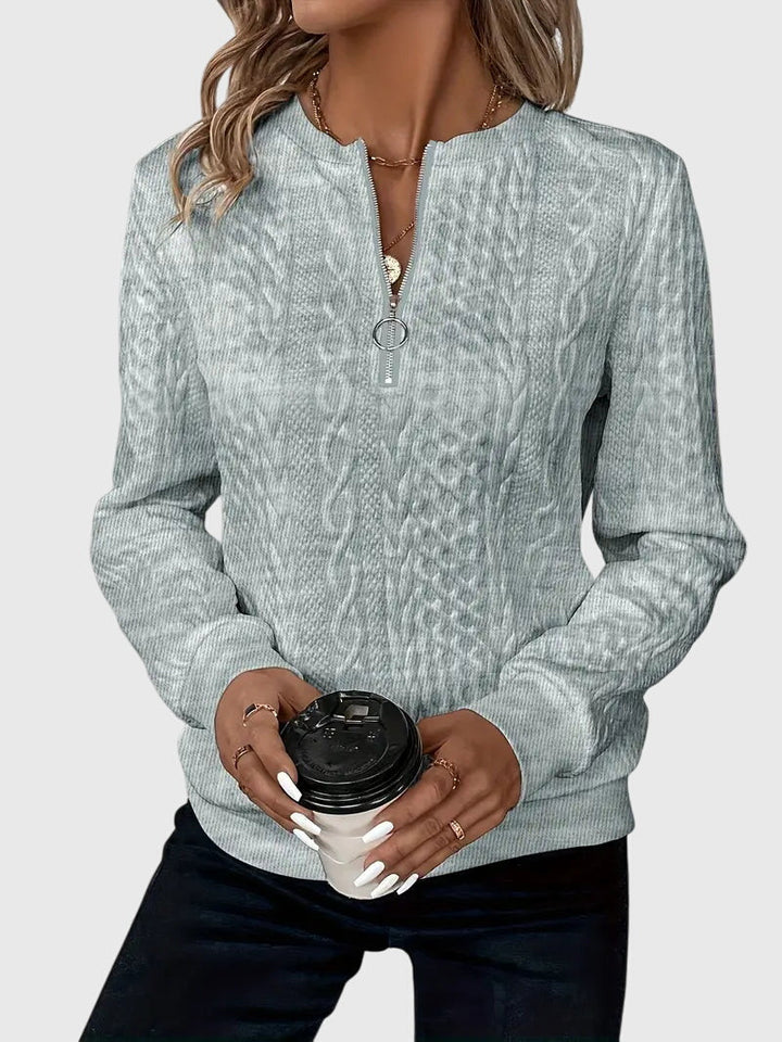 Romy | Textured Zip-Neck Sweater