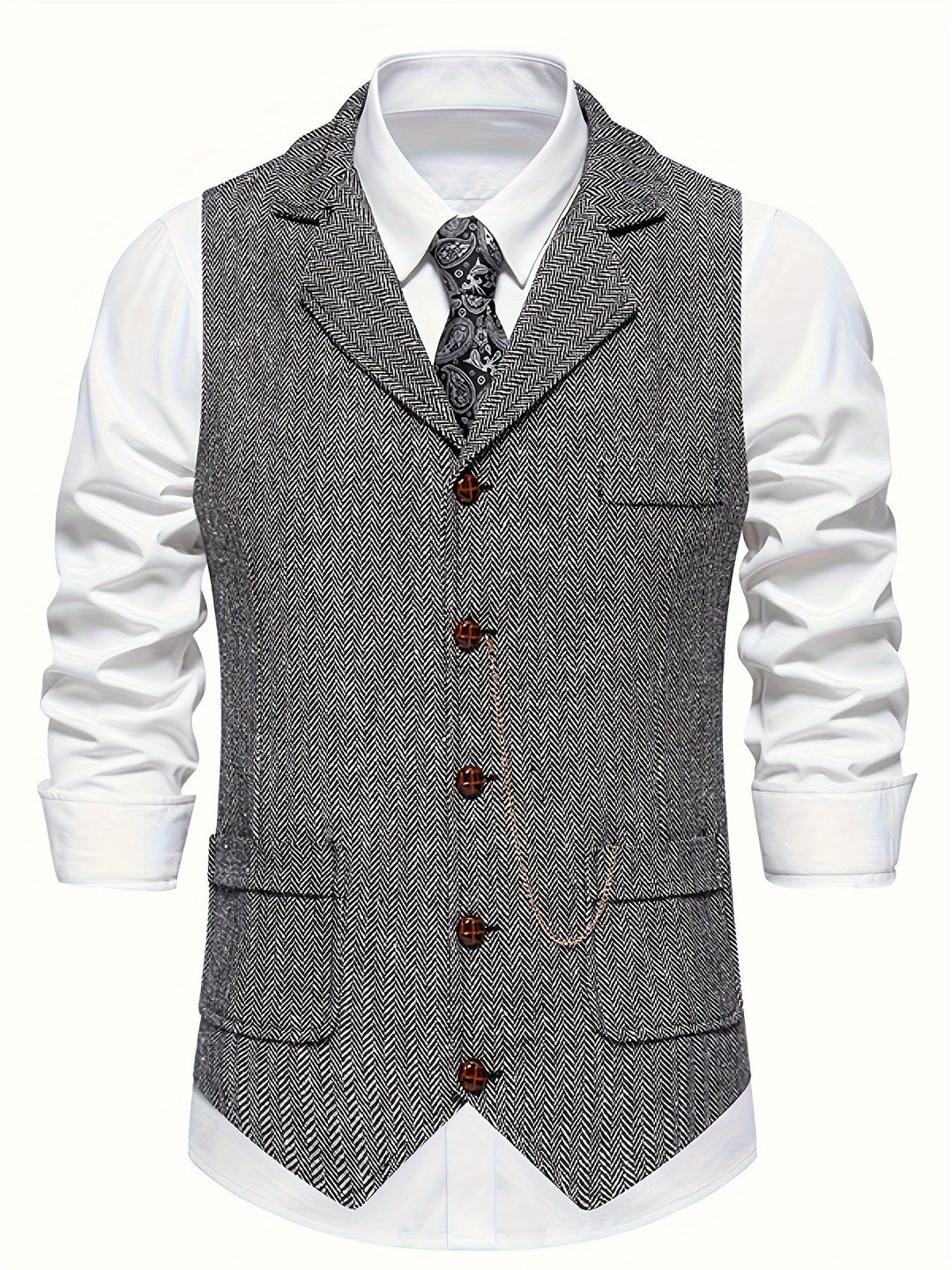Edmund | Herringbone Single-Breasted Vest
