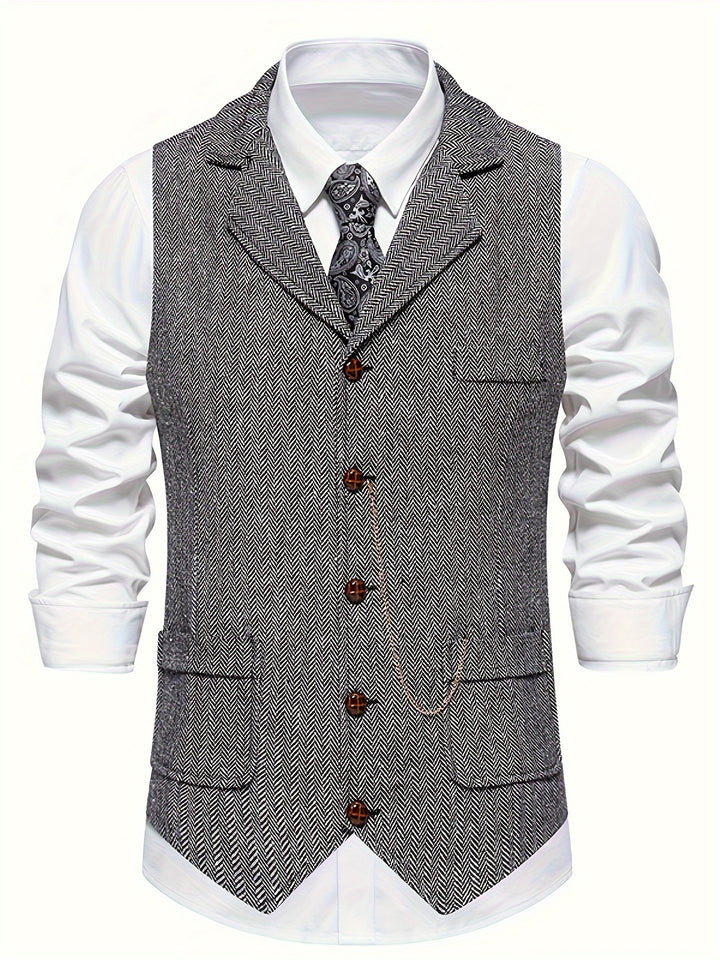 Edmund | Herringbone Single-Breasted Vest