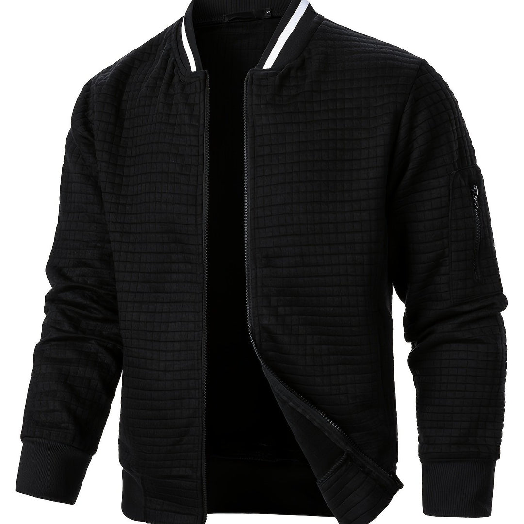 Marcus | Textured Stand-Collar Bomber Jacket
