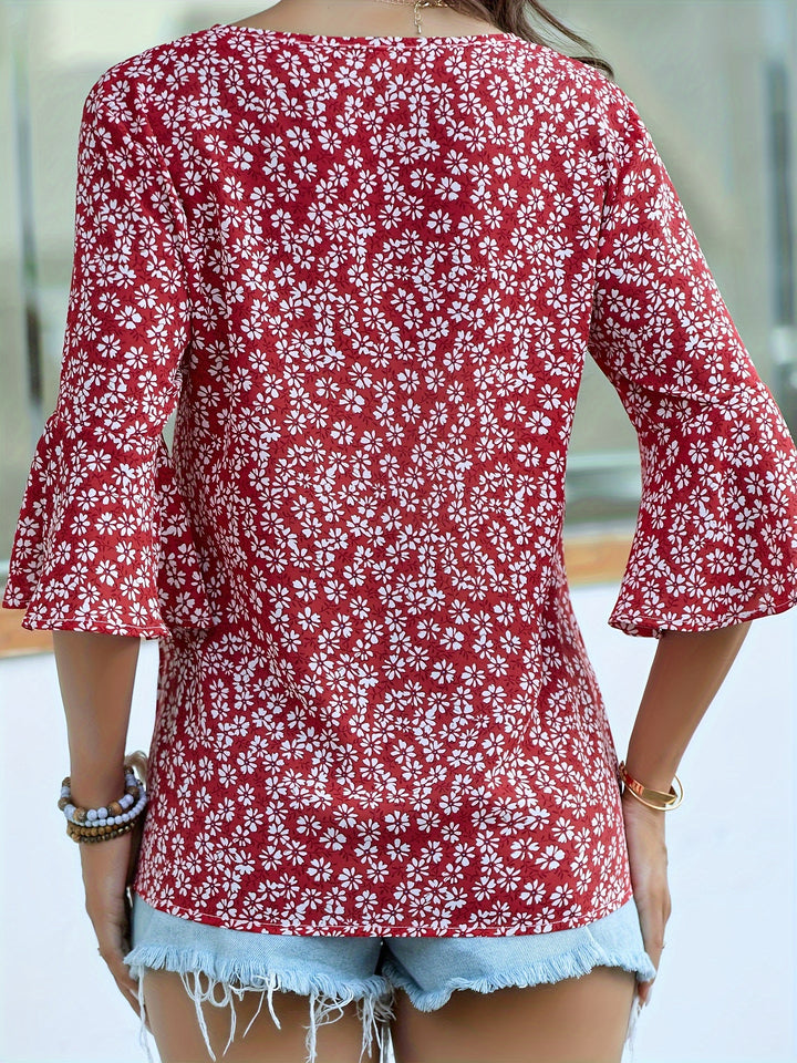 Marianne | Floral Ruffle-Sleeve Blouse