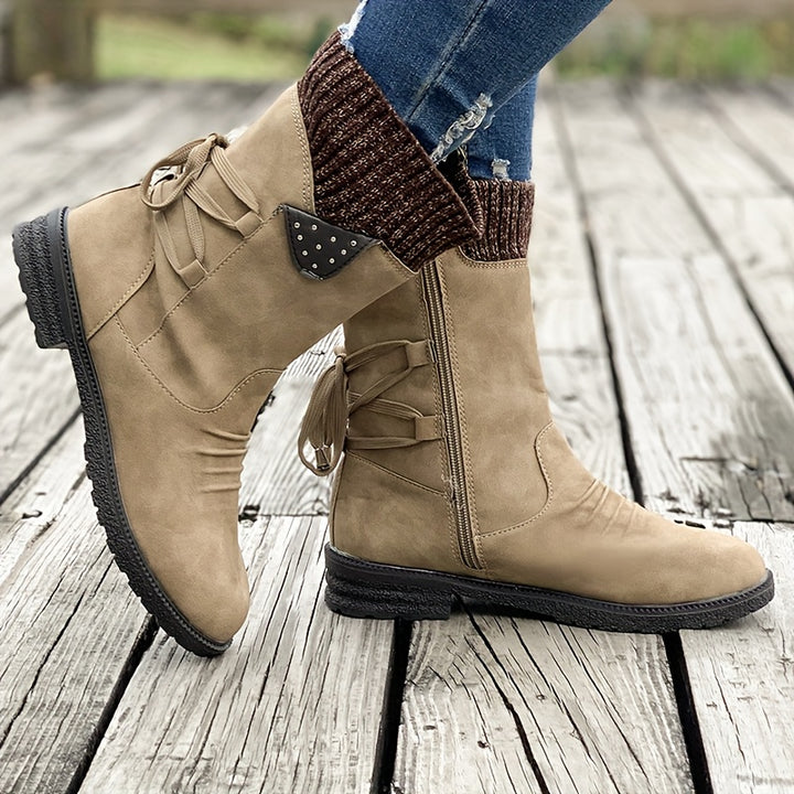 Loretta | Cozy Knit-Cuff Mid-Calf Boots