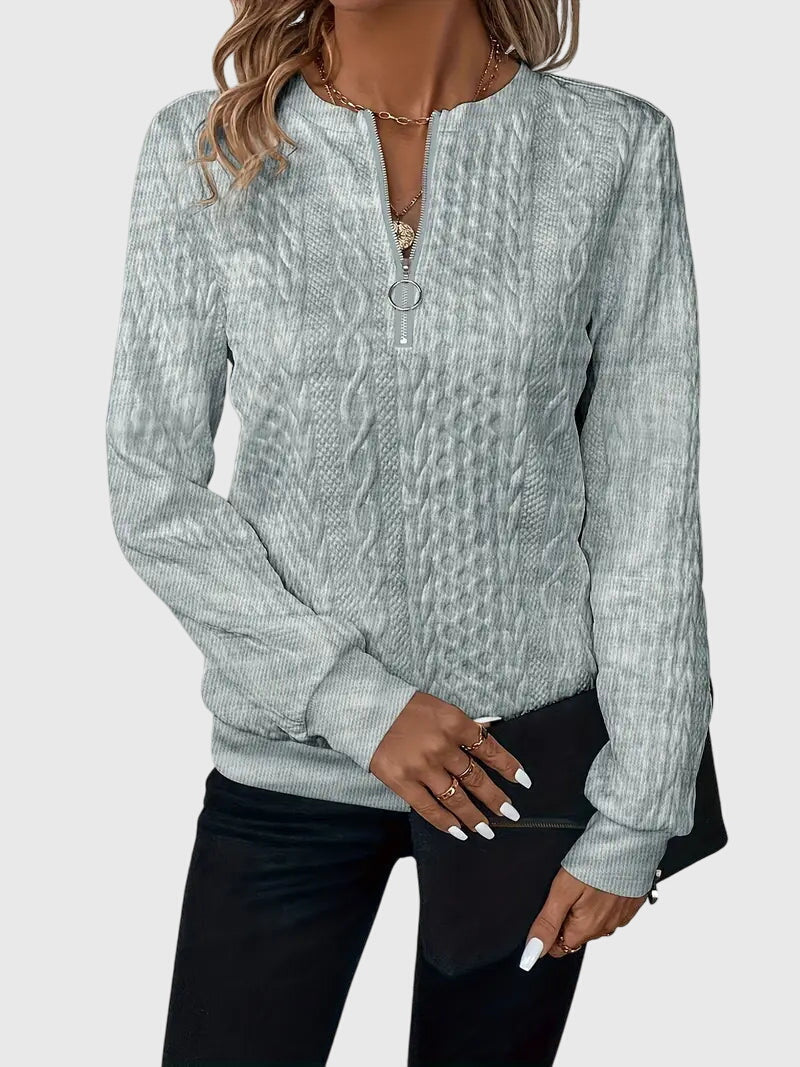 Romy | Textured Zip-Neck Sweater