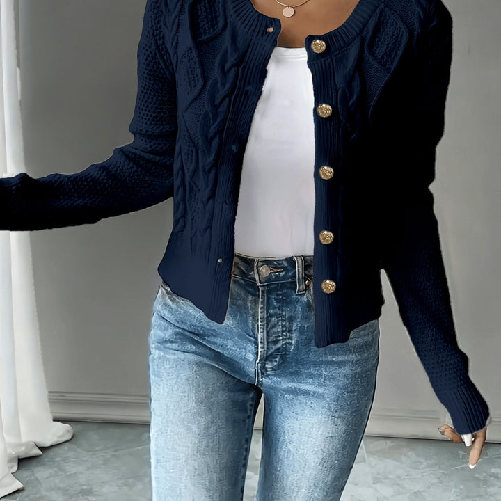 Eleanor | Cable-Knit Button-Front Cardigan