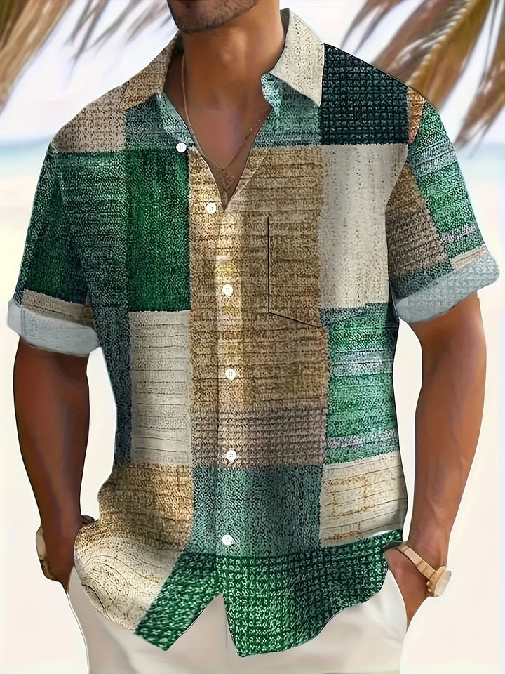 Gable | Men's Coloured Geometric Short Sleeve Shirt