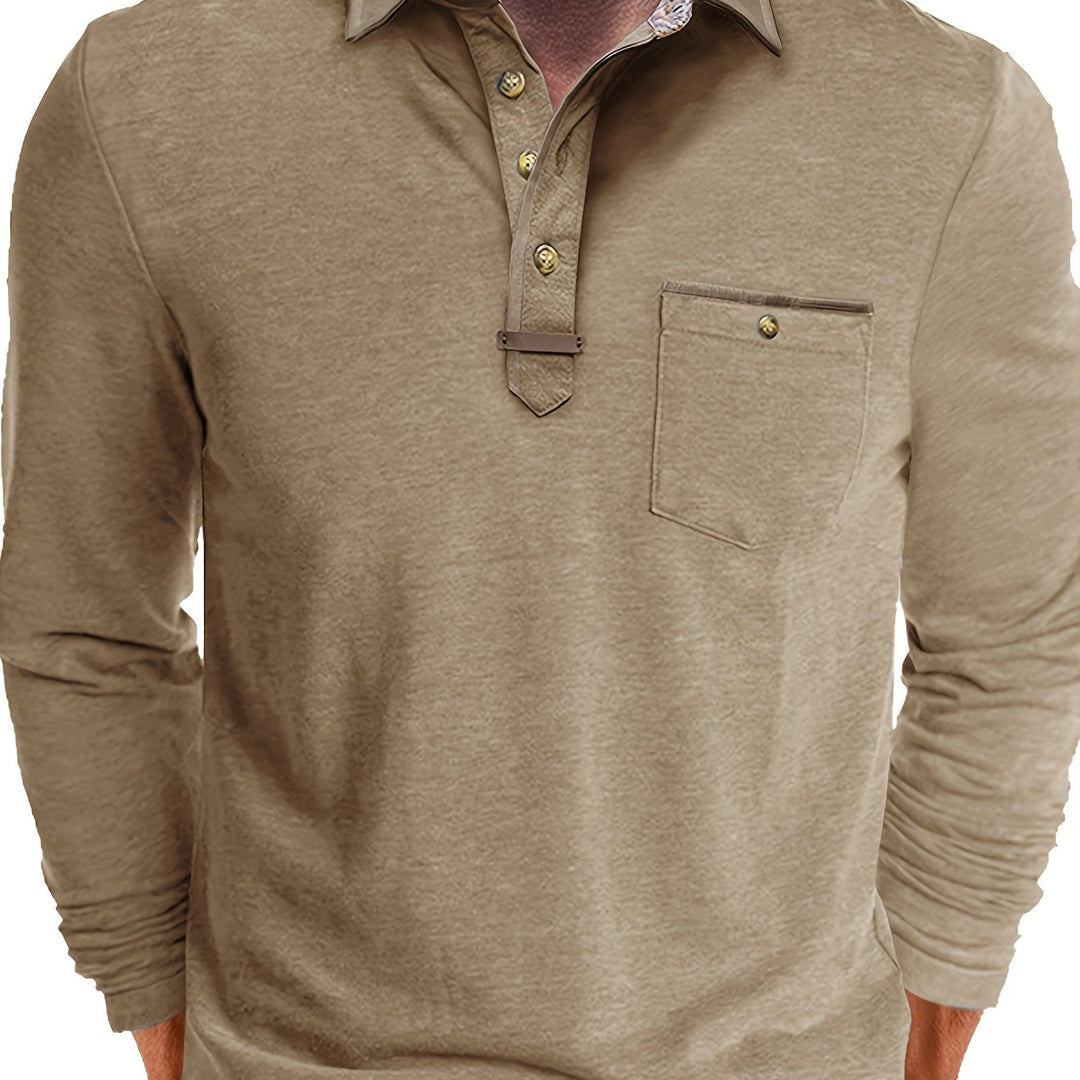 Joel | Men's Contrast Collar Long Sleeve Polo