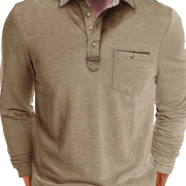Joel | Men's Contrast Collar Long Sleeve Polo