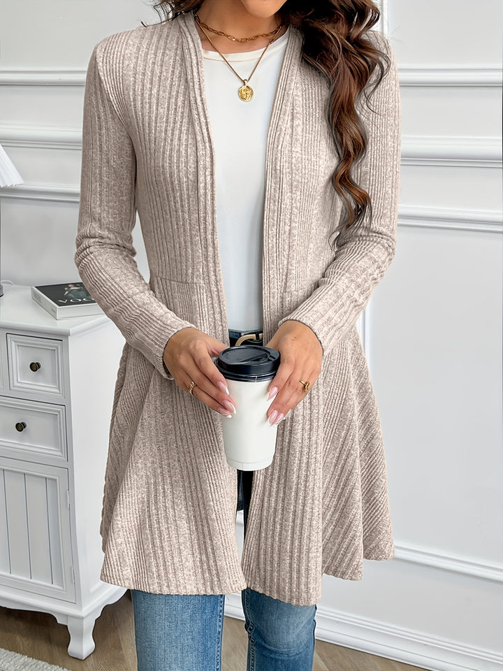 Marianne | Ribbed Longline Open-Front Cardigan