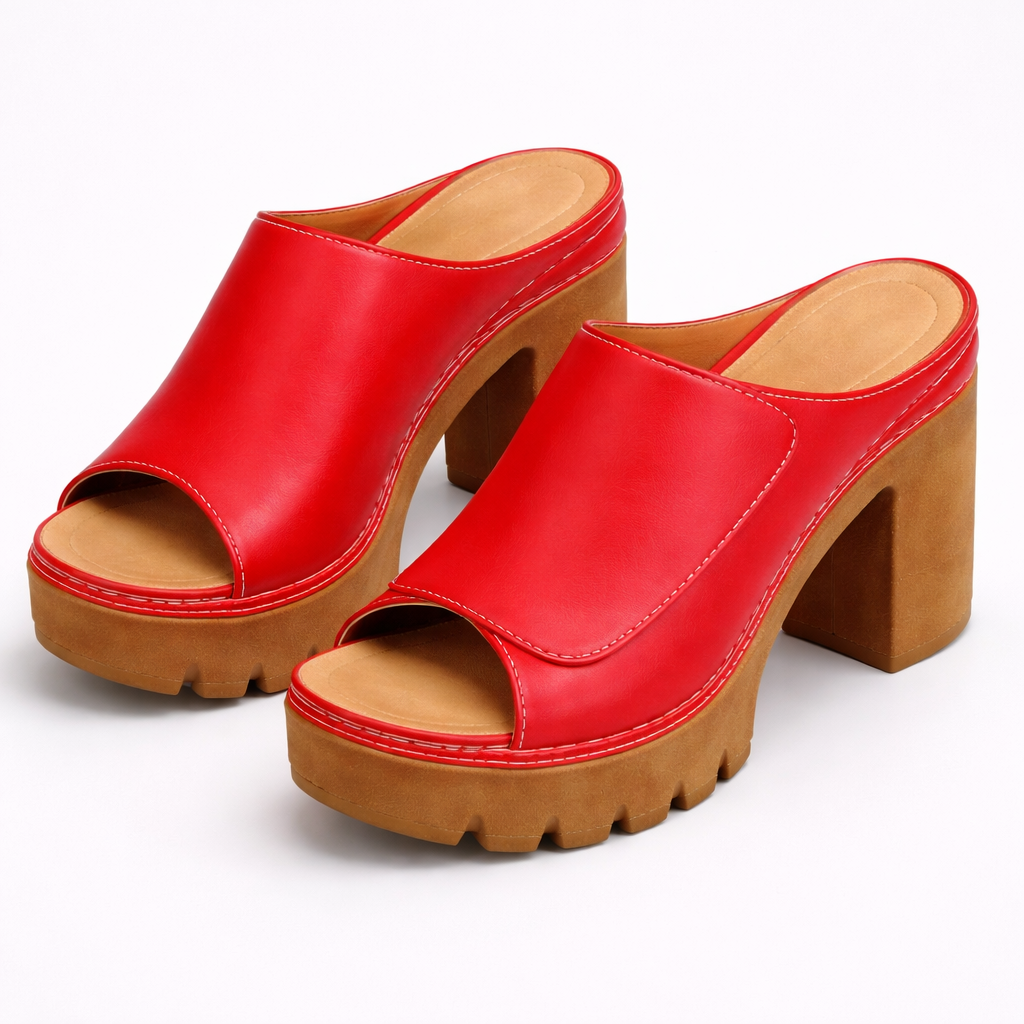 Hattie | Chunky Platform Heeled Mules