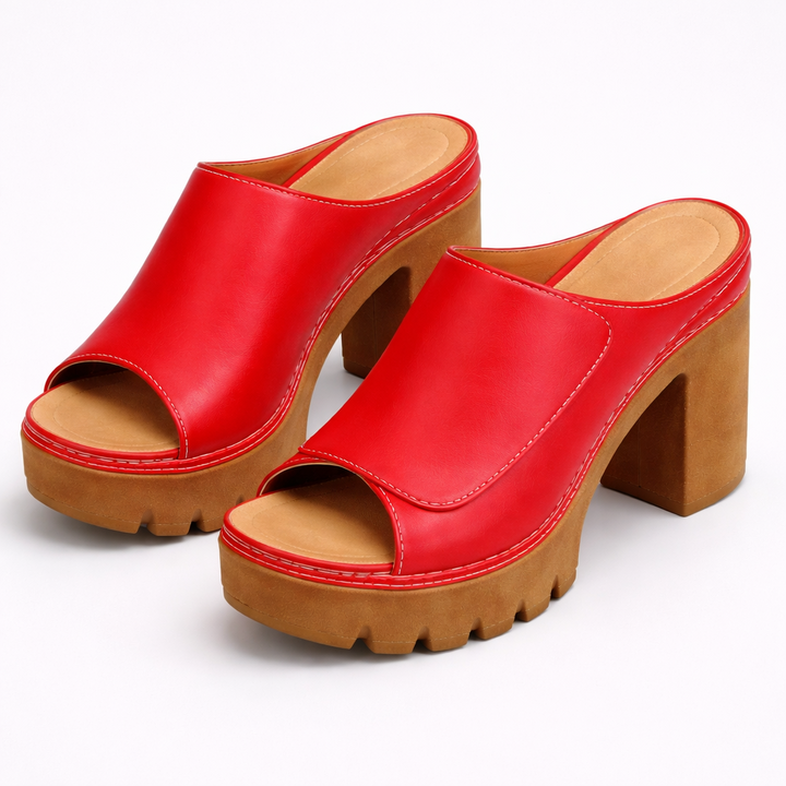 Hattie | Chunky Platform Heeled Mules