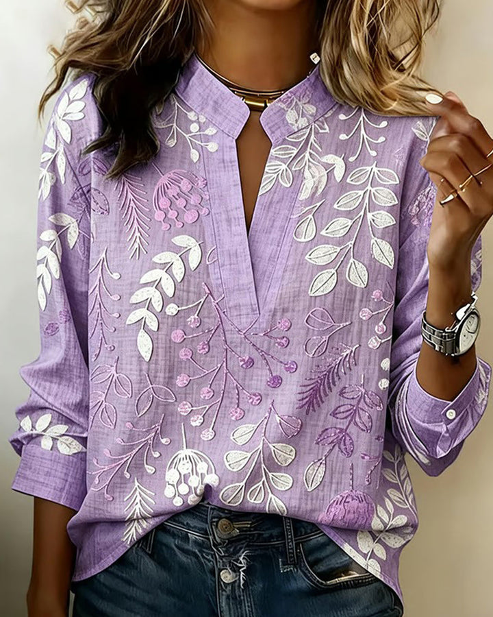 Elaine | Botanical Notch-Neck Blouse