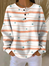 Isabeau | Striped Star Henley Sweater