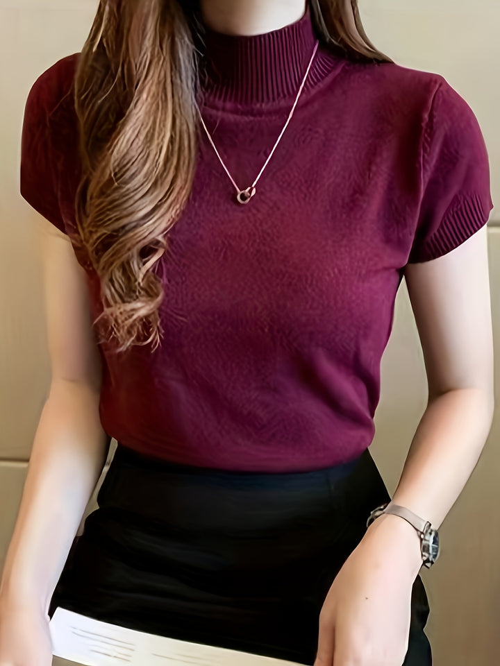 Marguerite | Refined Mock-Neck Short Sleeve Top
