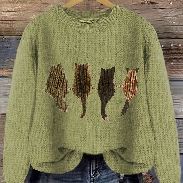 Lydia | Cozy Cat-Print Sweater