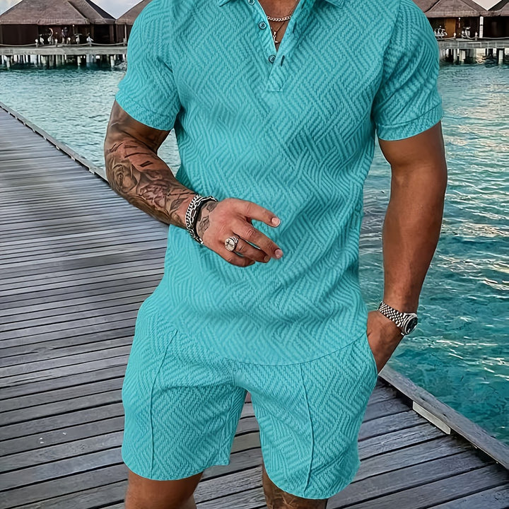 Solano | Men's Collar Button Placket Polo & Shorts Set