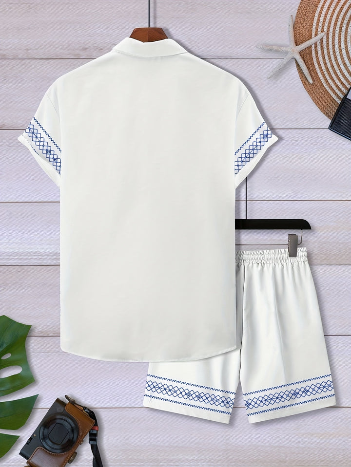 Donovan | Men's Geometric Print Shirt & Shorts Set