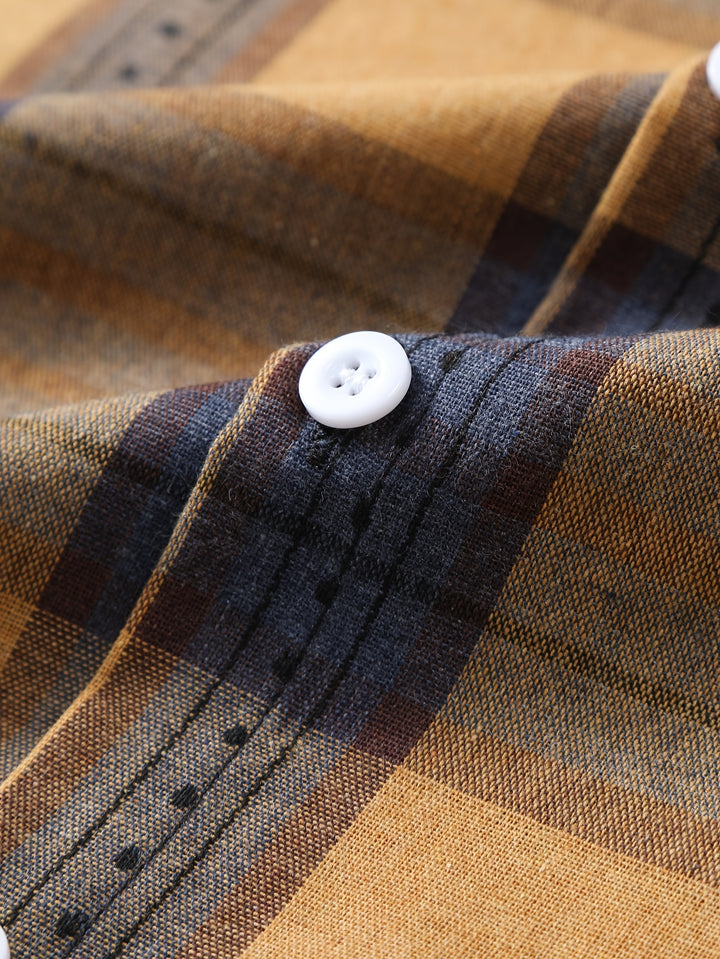 Rhys | Men's Plaid Turn-Collar Short Sleeve Polo