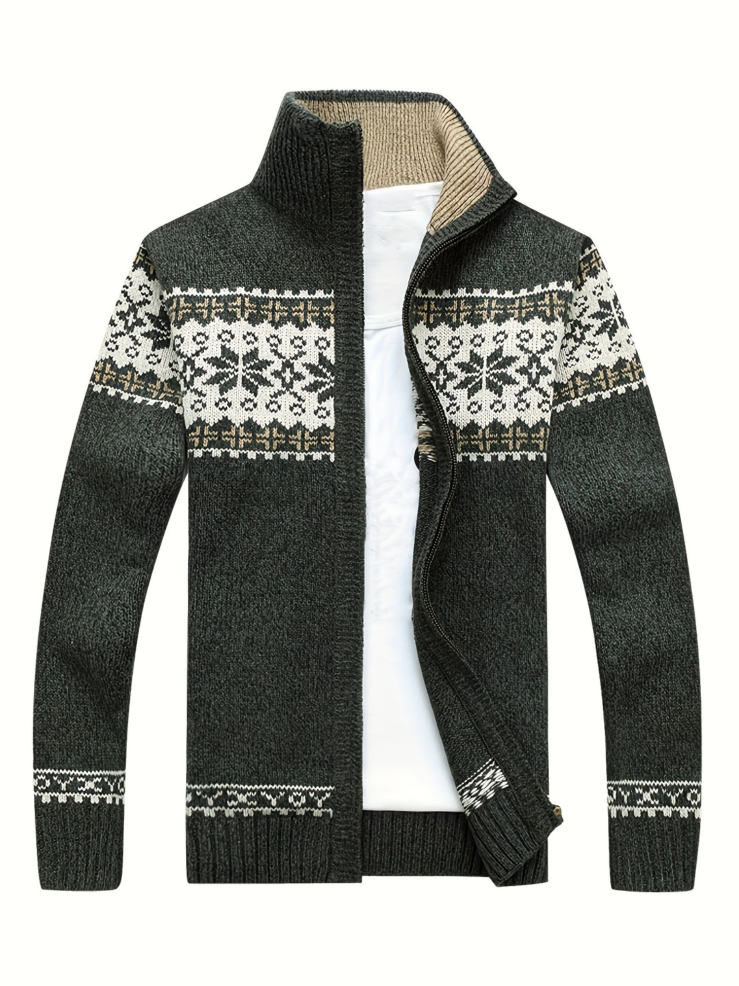 Gregory | Snowflake-Knit Zip Cardigan