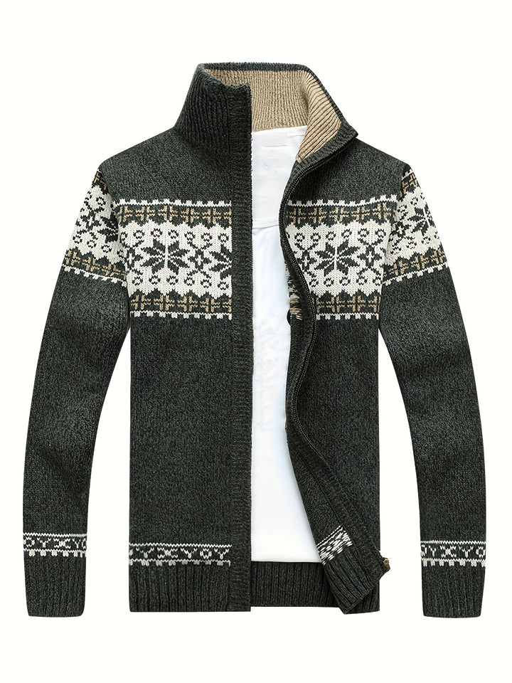 Gregory | Snowflake-Knit Zip Cardigan