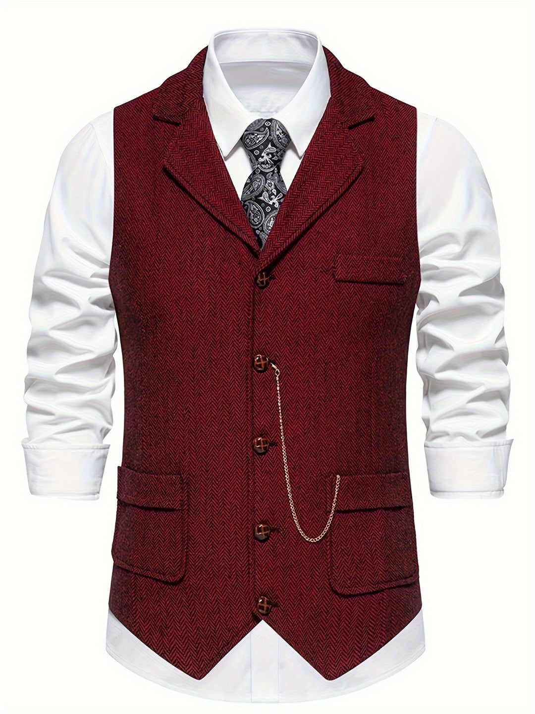 Edmund | Herringbone Single-Breasted Vest
