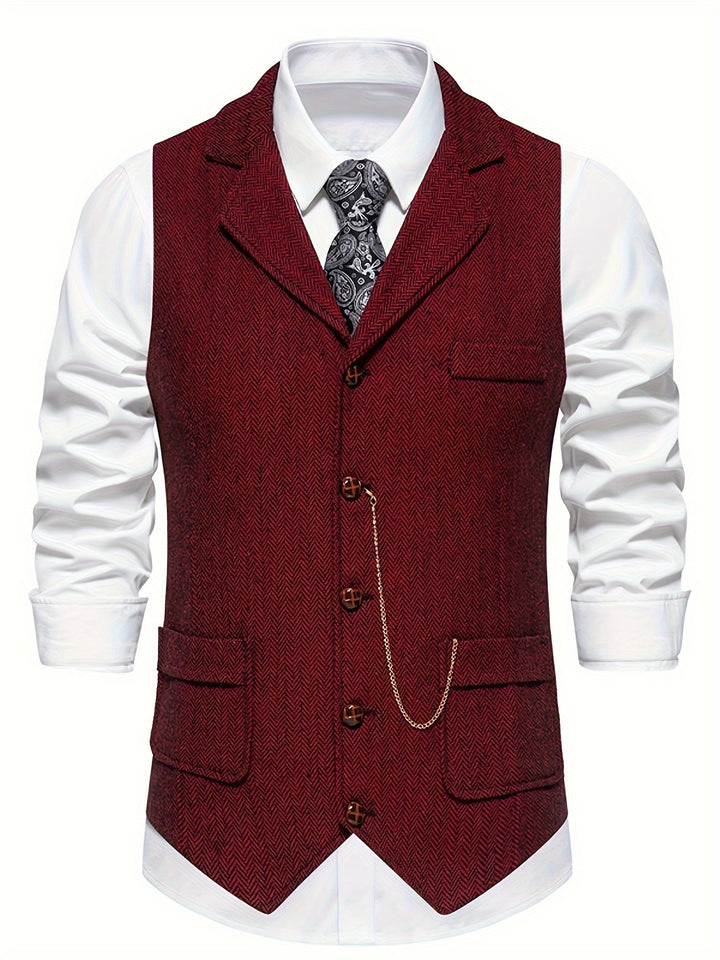 Edmund | Herringbone Single-Breasted Vest