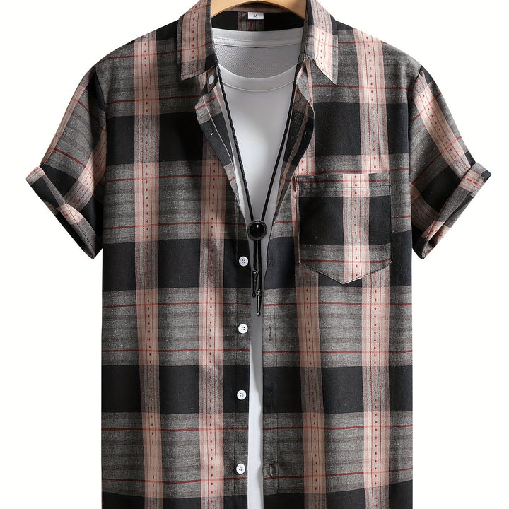 Rhys | Men's Plaid Turn-Collar Short Sleeve Polo