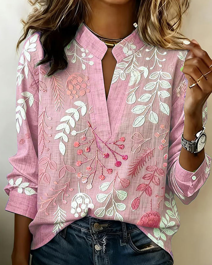 Elaine | Botanical Notch-Neck Blouse