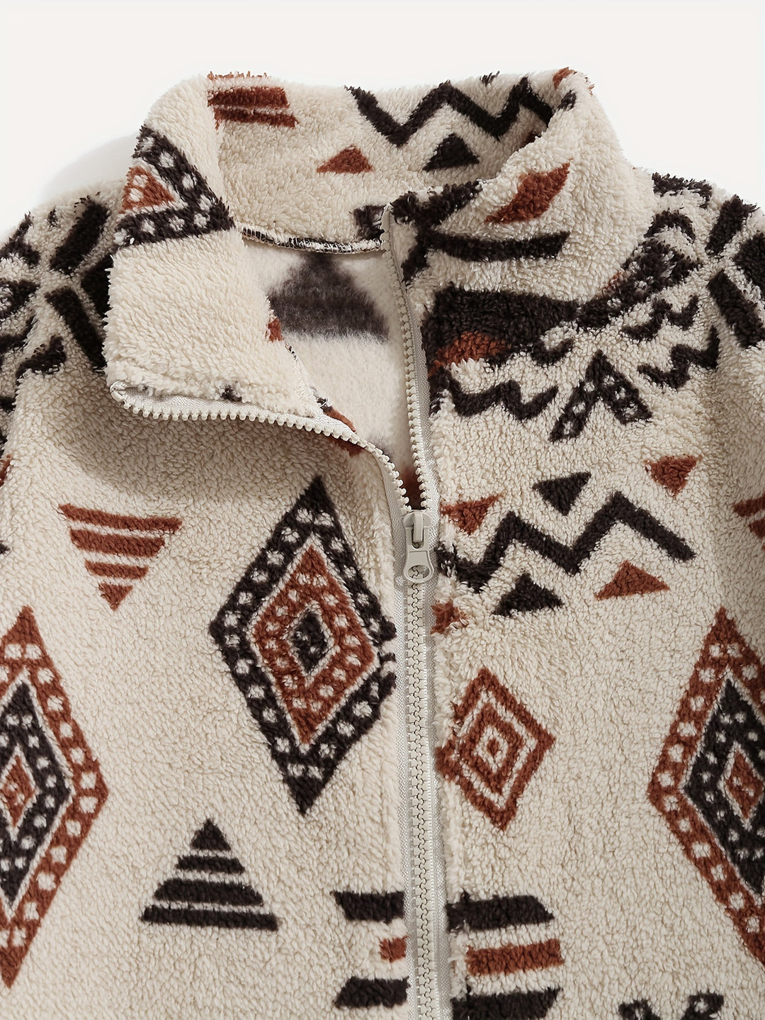 Juno | Patterned Plush Zip-Up Jacket
