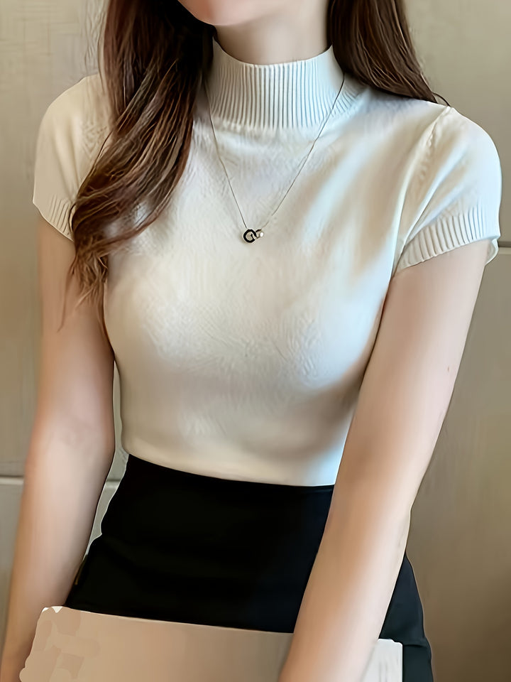 Marguerite | Refined Mock-Neck Short Sleeve Top