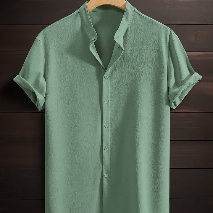 Harlan | Men's Textured Stand Collar Short Sleeve Shirt