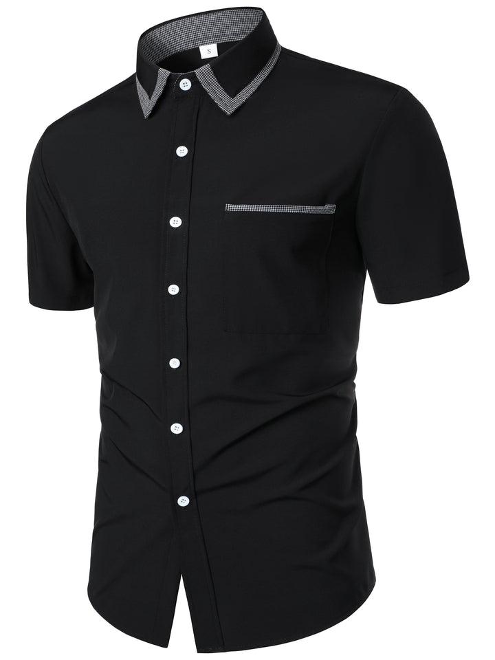 Ashford | Men's Contrast Check Collar Short Sleeve Shirt