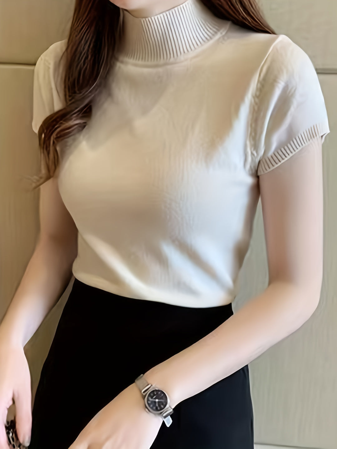 Josephine | Refined Mock-Neck Short-Sleeve Top